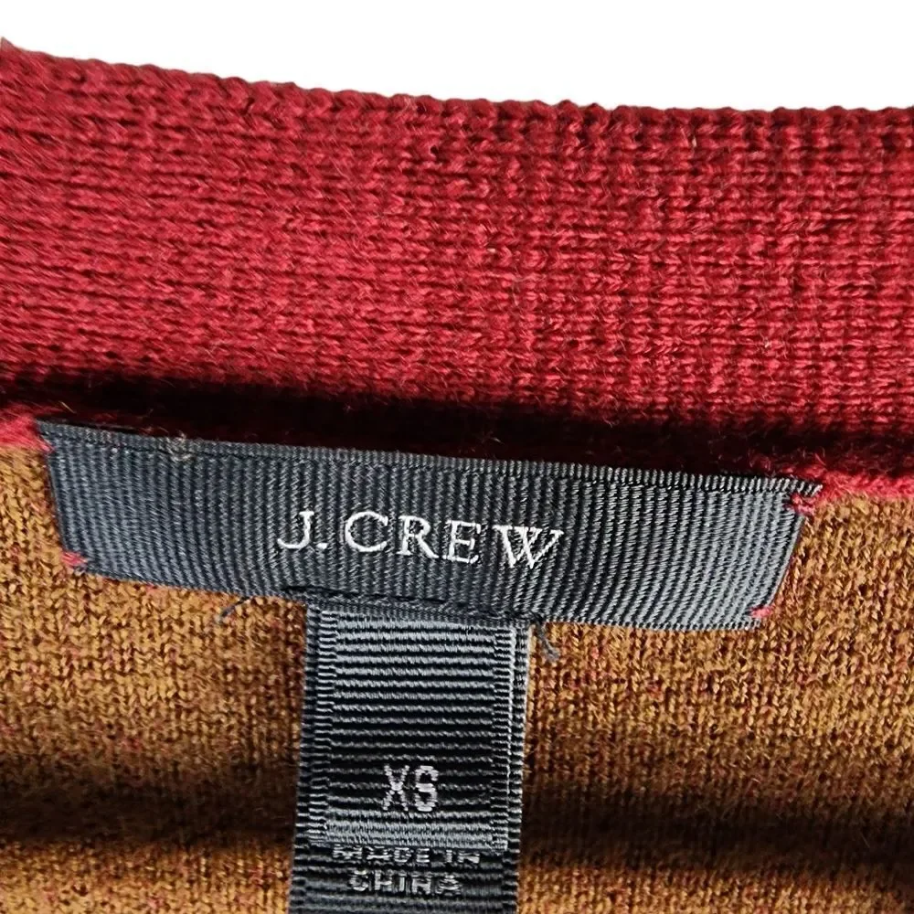 J. Crew 100% Merino Wool Maroon Red Cardigan Sweater